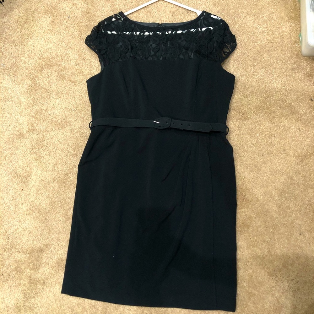 Size 18, Black Dress With Lace Top
